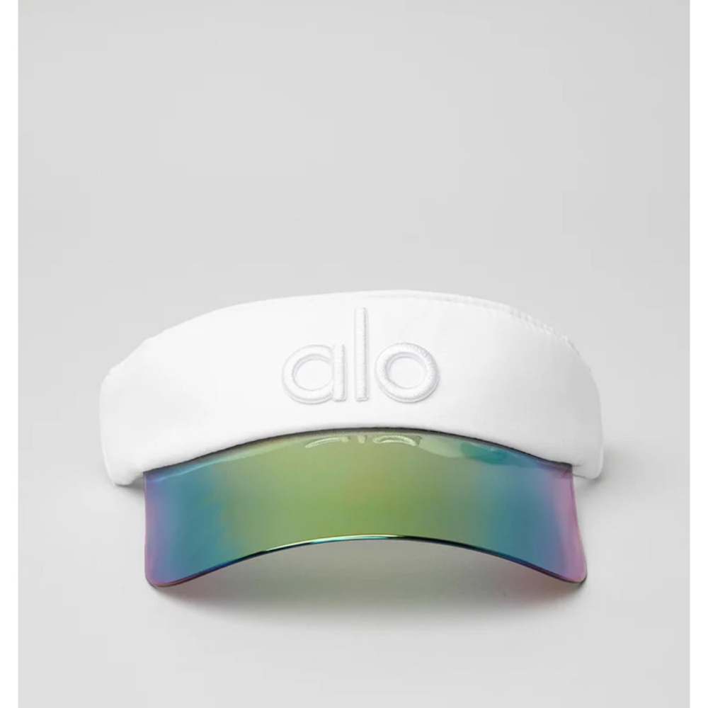 Alo White Visor with Iridescent Brim
